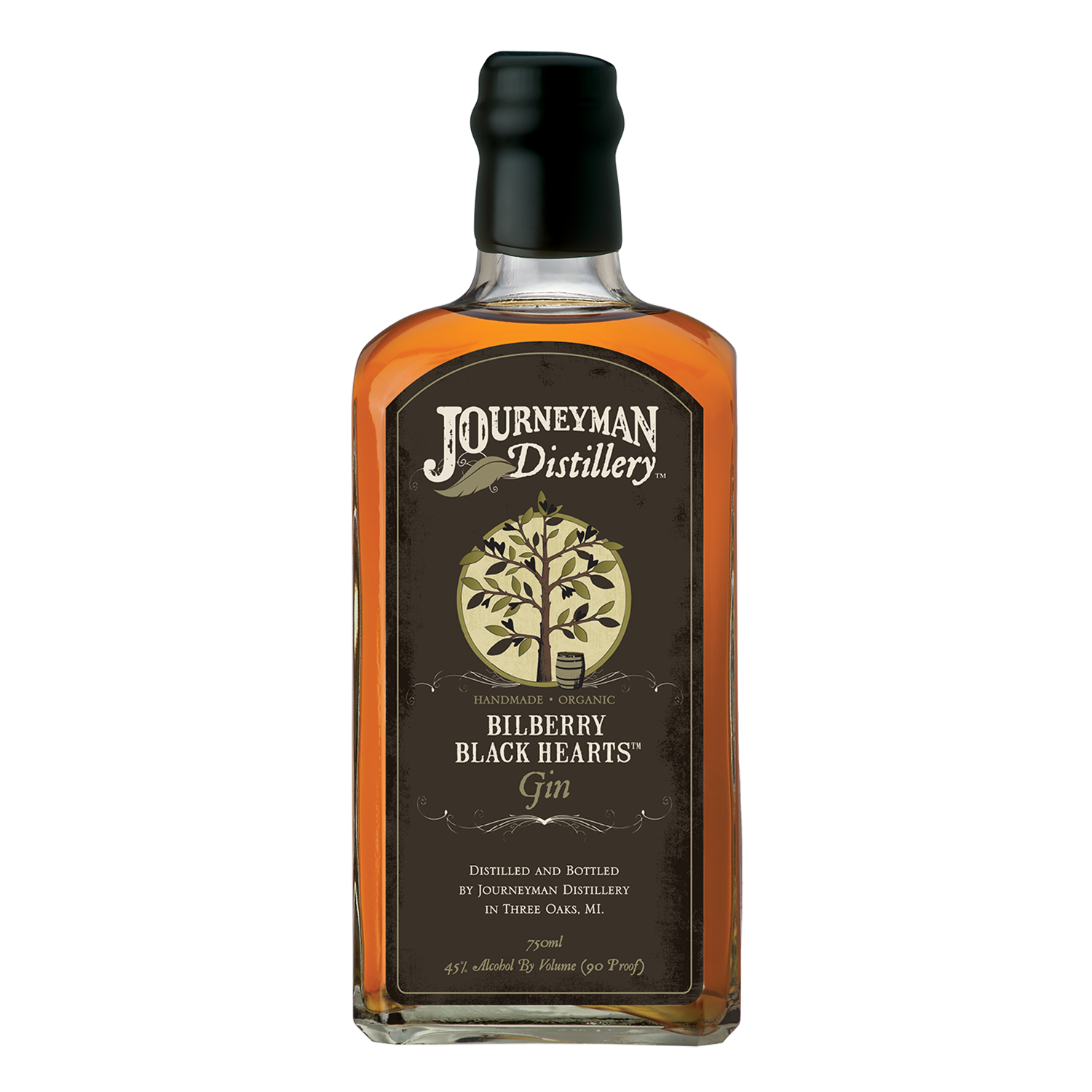 Journeyman Distillery Bilberry Black Hearts Barrel-Aged Gin, Michigan, USA (750ml)