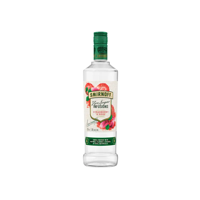 Smirnoff Zero Sugar Infusions Strawberry & Rose Vodka (750ml)