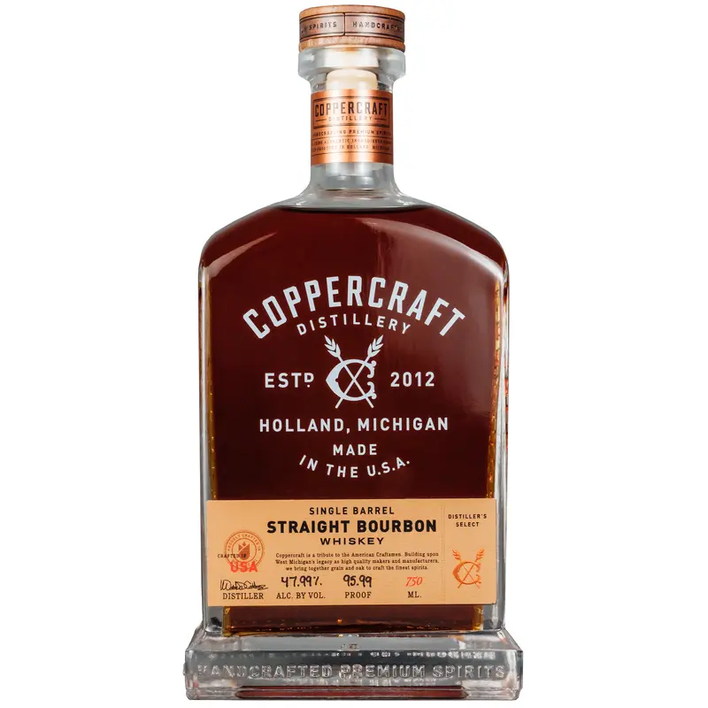 Coppercraft Single Barrel Straight Bourbon Whiskey, Michigan, USA (750ml)