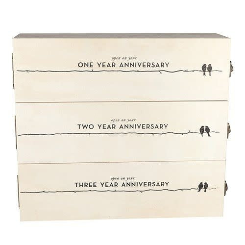 Newlywed's Anniversary Wooden Wine Box