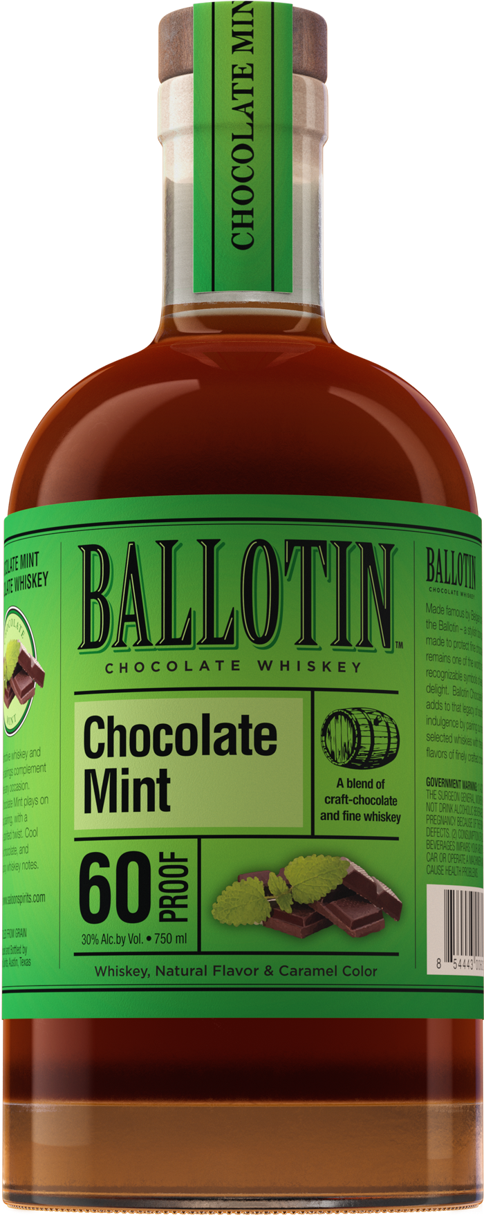 Ballotin Chocolate Mint Chocolate Whiskey, Kentucky, USA (750ml)