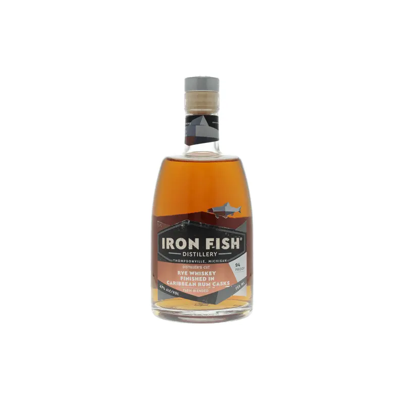 Iron Fish Distillery Caribbean Rum Cask Finish Rye Whiskey, Michigan, USA (750ml)