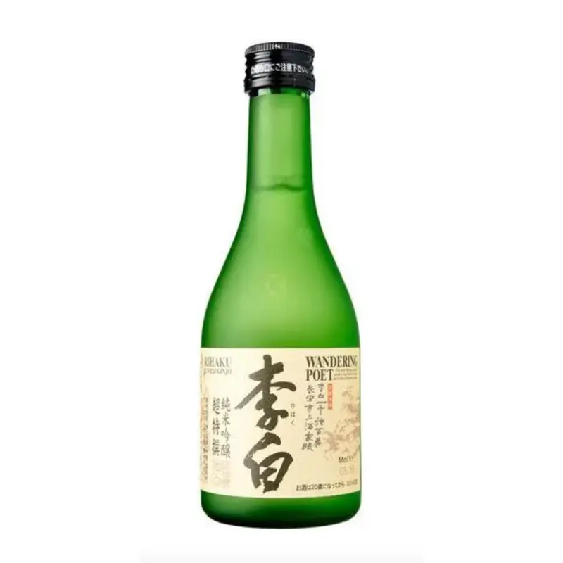 12pk-Rihaku Wandering Poet Junmai Ginjo Sake, Japan (300ml HALF BOTTLE)