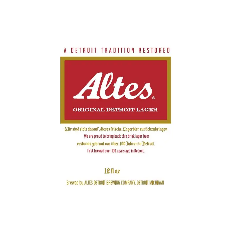 (24pk cans)-Altes Original Detroit Lager Beer, Michigan, USA (12oz)