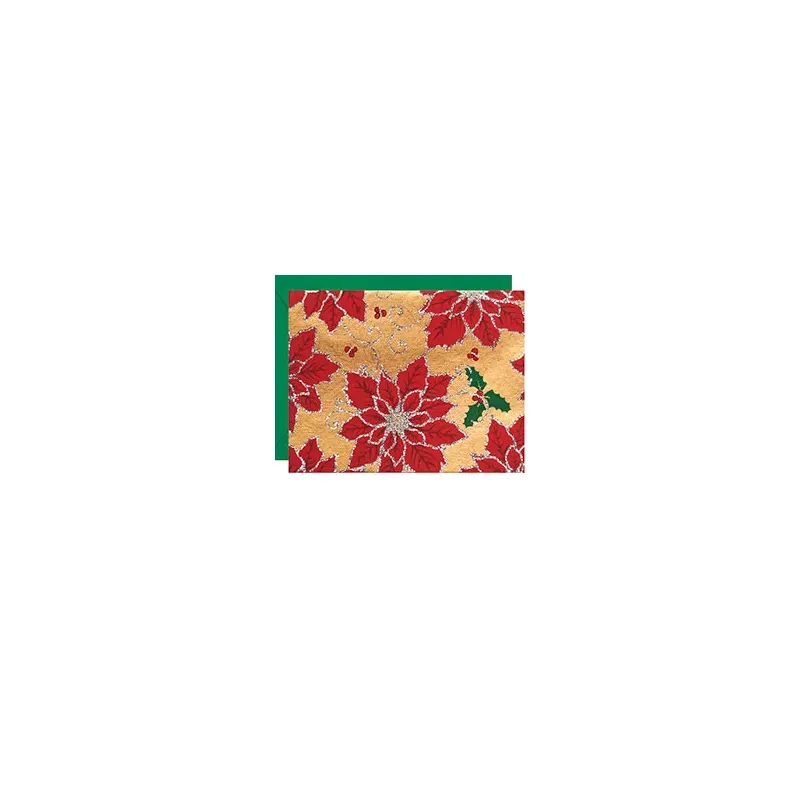 Poinsettias Gold Glitter 10 pack cards