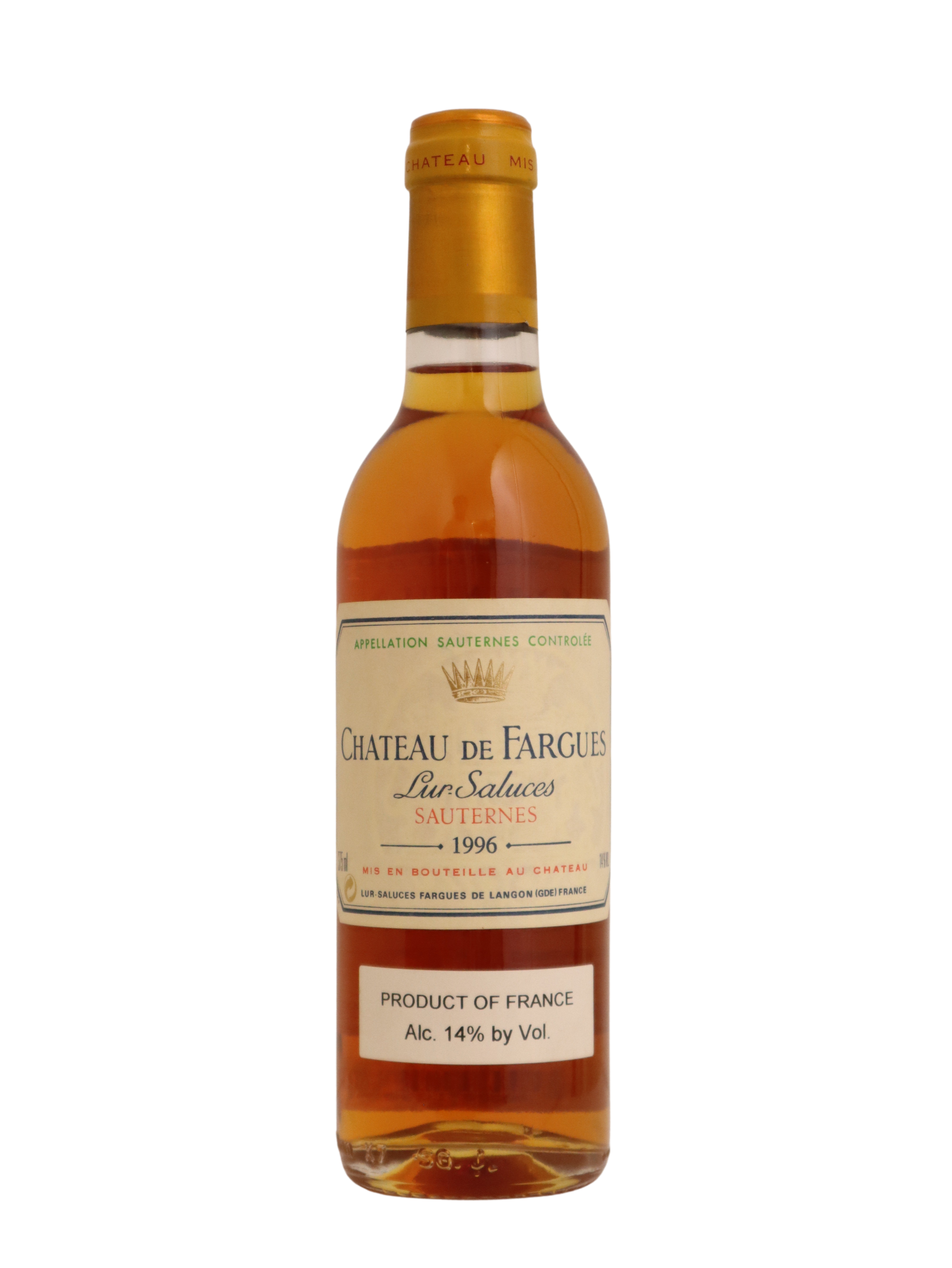 1996 Chateau de Fargues Sauternes Lur Saluces, Sauternes, Bordeaux - 375ml