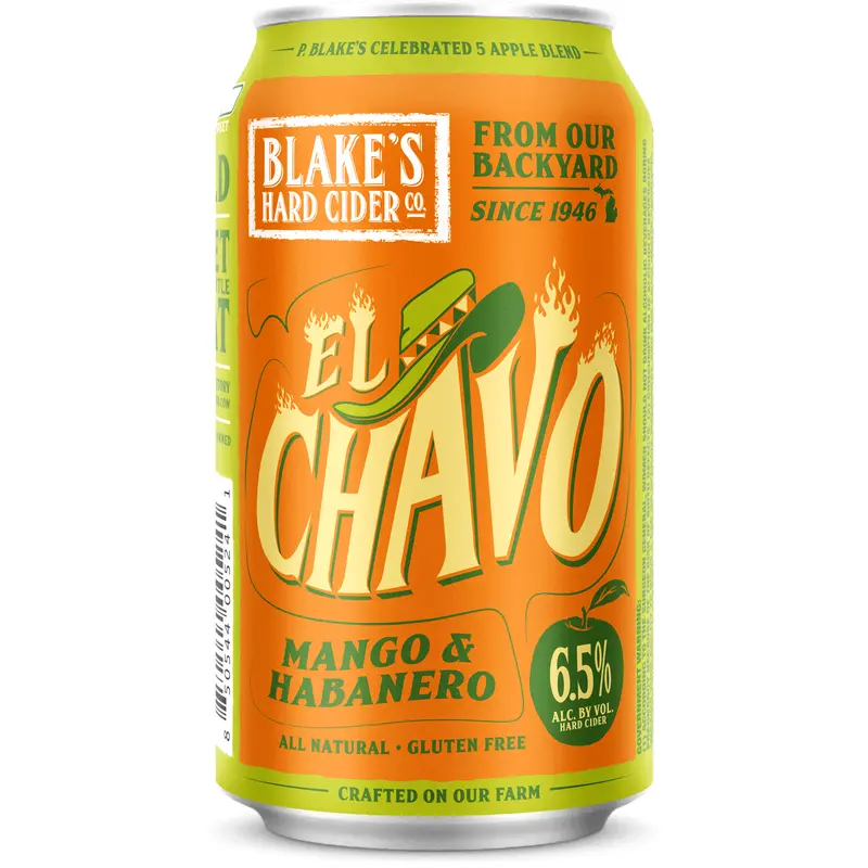 (24pk cans)-Blake's "El Chavo" Mango & Habanero Hard Cider, Michigan, USA (12oz)
