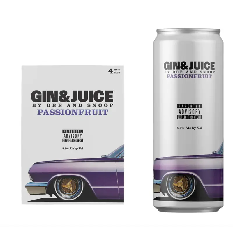 (4pk) Gin & Juice By Dre And Snoop Passionfruit Ready-to-Drink, USA (355ml)