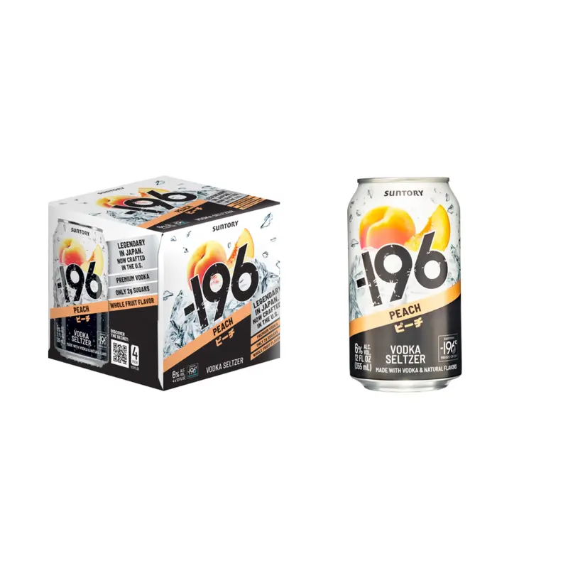 (24pk cans) Suntory -196 Peach Vodka Seltzer, Japan (12oz)