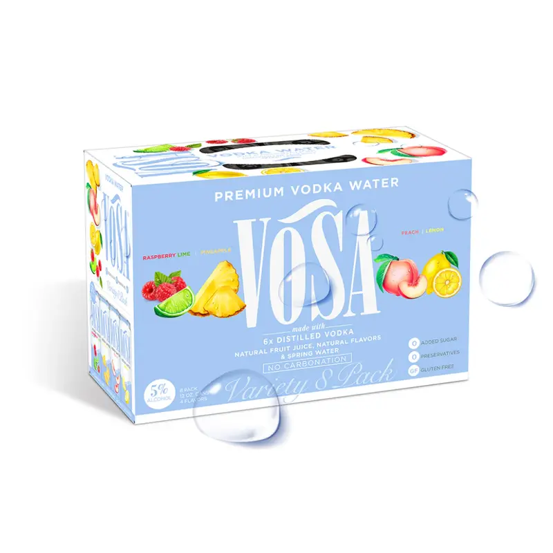 Vosa Vodka Water Variety Pack Michigan, USA (8 x 12oz Cans)