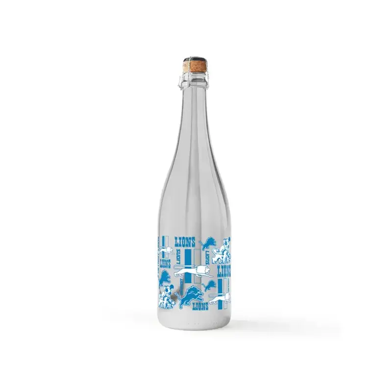 Mano's Wines 'Detroit Lions' Logo Evolution Metallic Silver Bubbly, California, USA (750ml)
