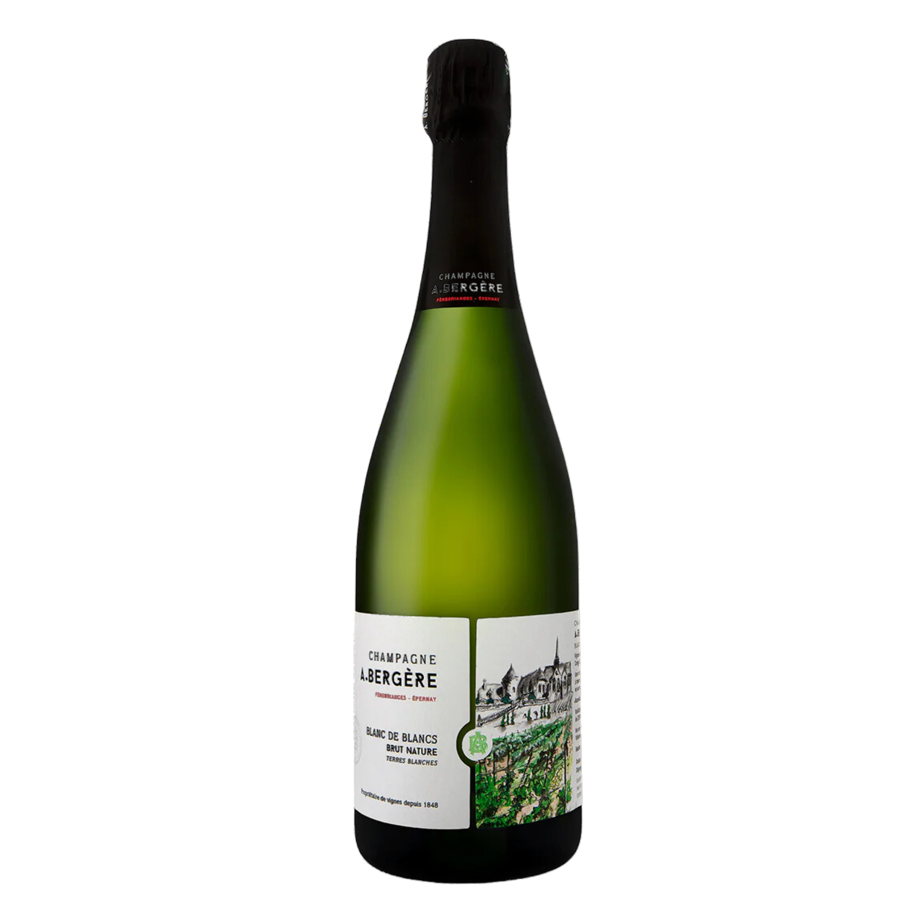 NV Champagne A. Bergre "Terres Blanches" Blanc de Blancs, Brut Nature, Champagne, France