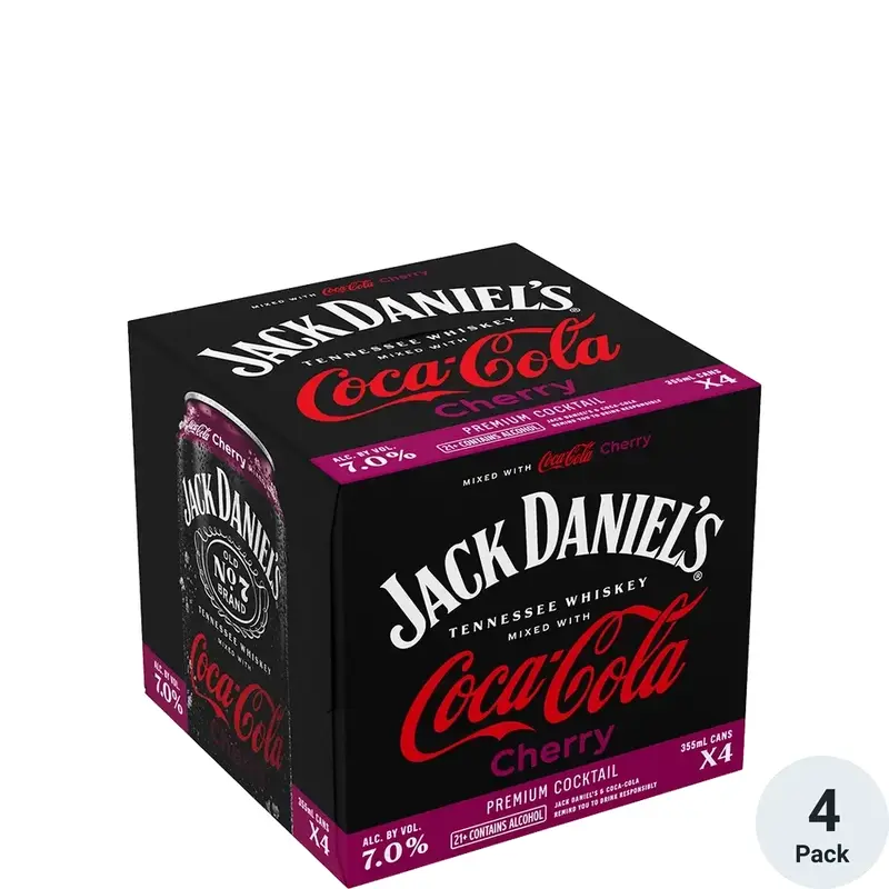 Jack Daniels Whiskey & Cherry Coke 4Pk