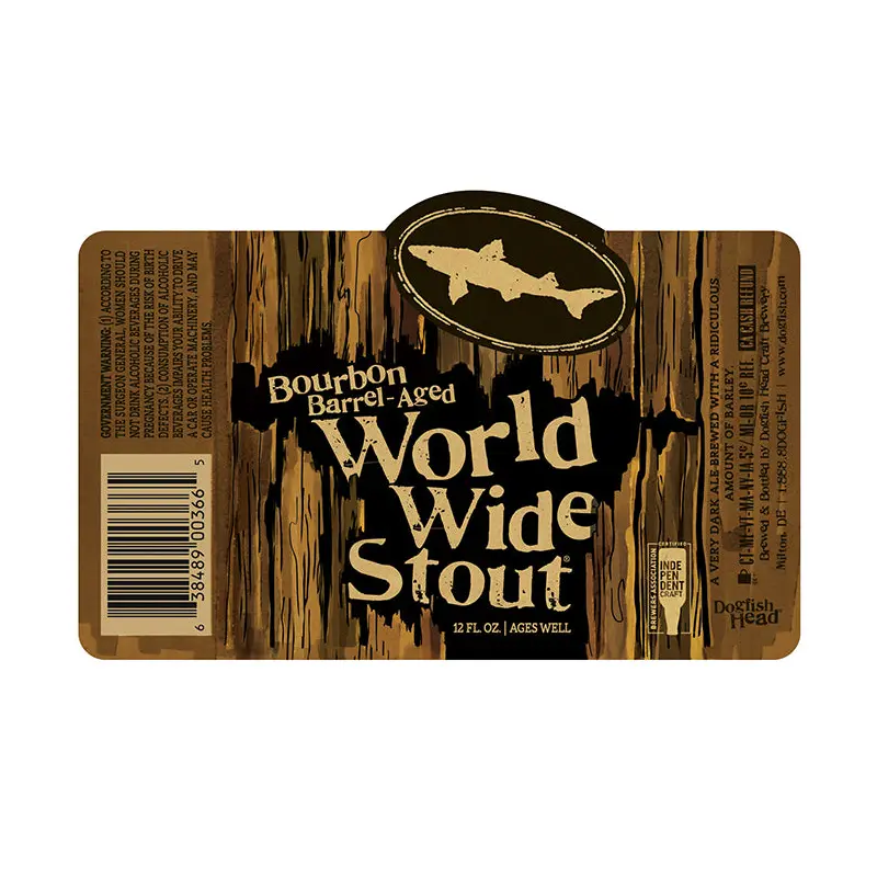 4pk-2019 Dogfish Head Bourbon Barrel Aged World Wide Stout Beer, Delaware, USA (12oz)