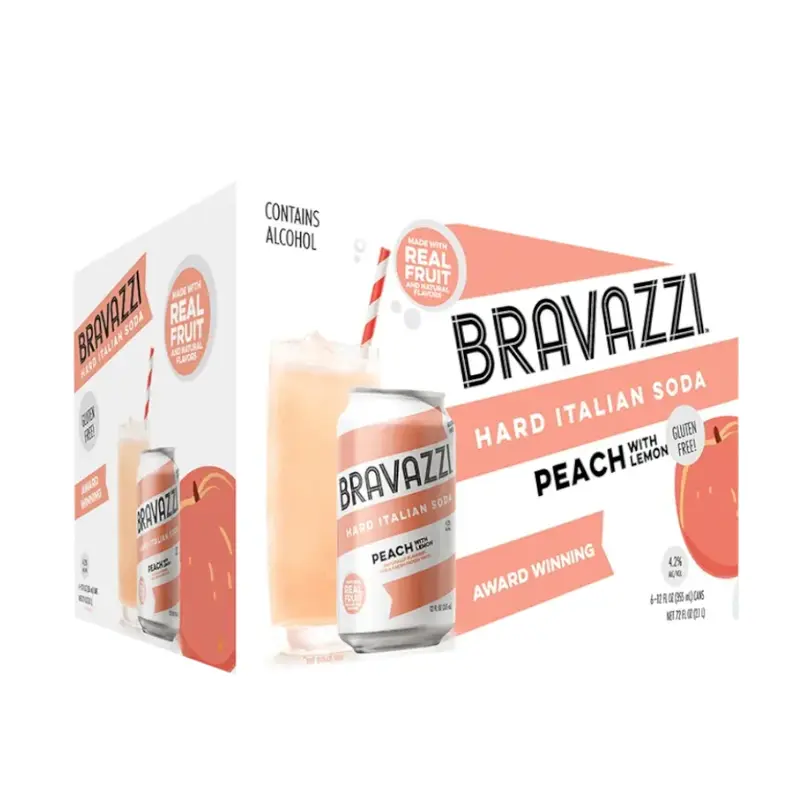 Bravazzi Hard Italian Peach Soda 6Pk