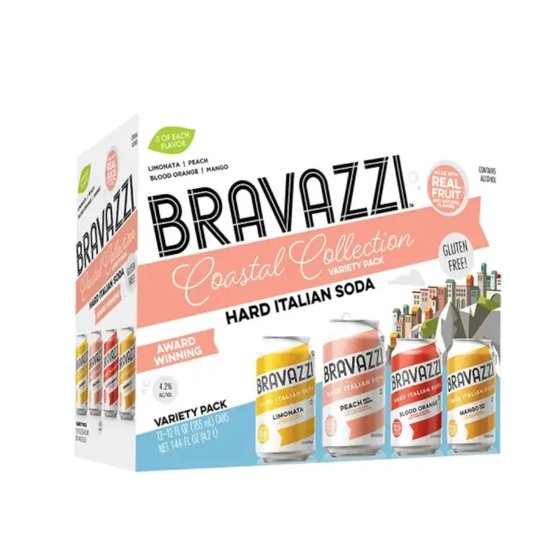 Bravazzi Hard Italian Soda Coastal Collection Variety 12Pk
