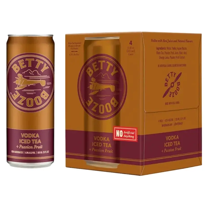 Betty Booze Vodka Ice Tea + Passion Fruit 4Pk