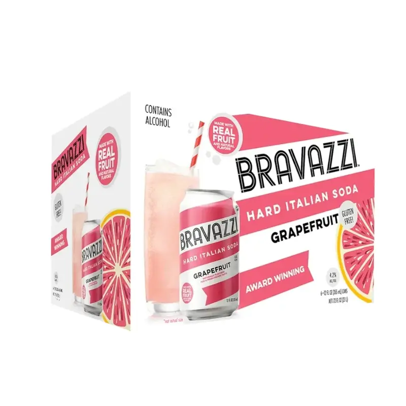 Bravazzi Hard Italian Grapefruit Soda 6Pk