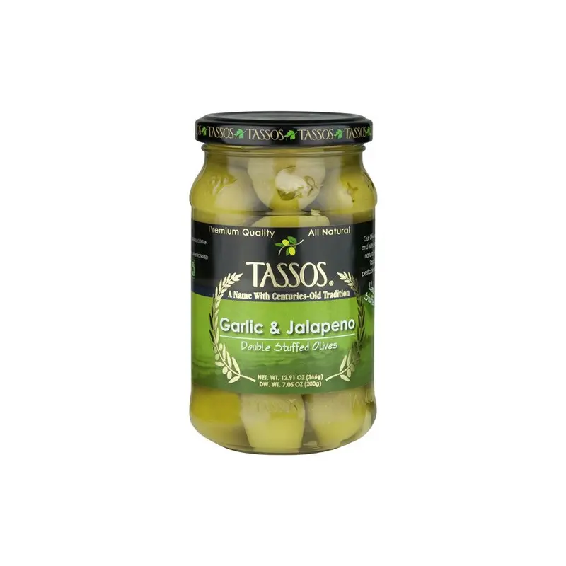 Tassos Garlic & Jalapeno Stuffed Olives 13OZ